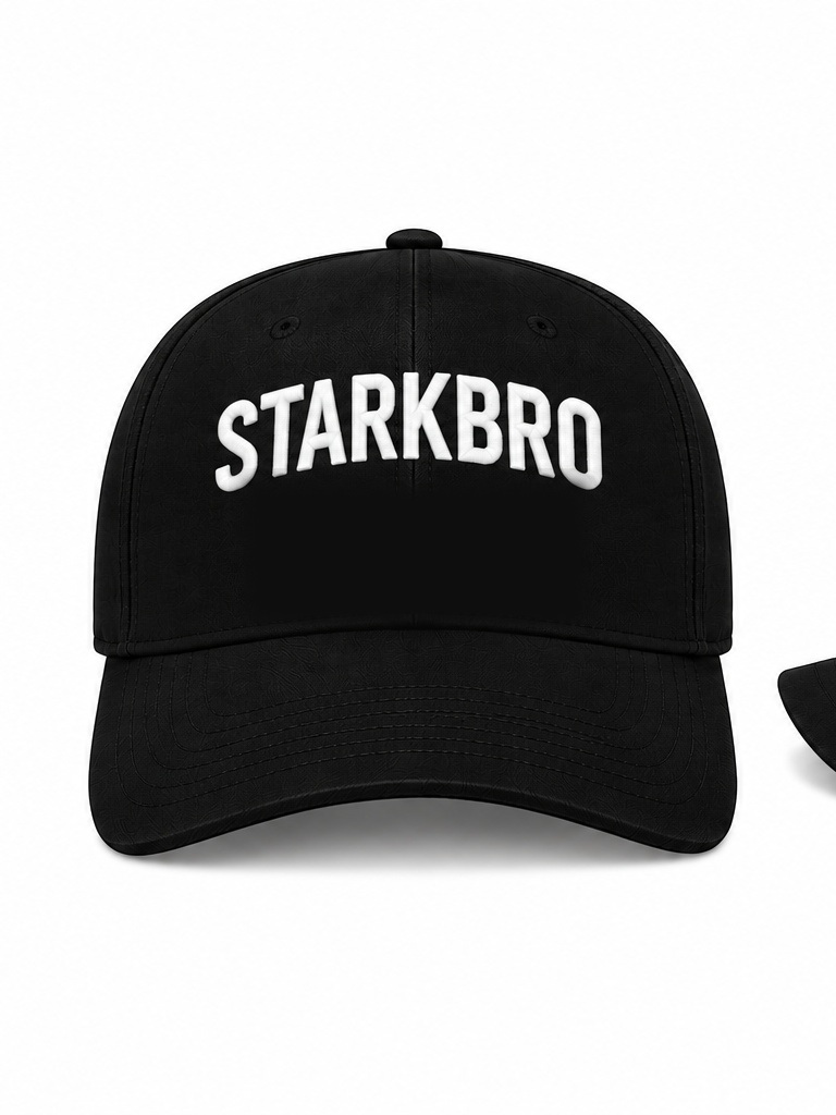 Premium black STARKBRO cap, front view